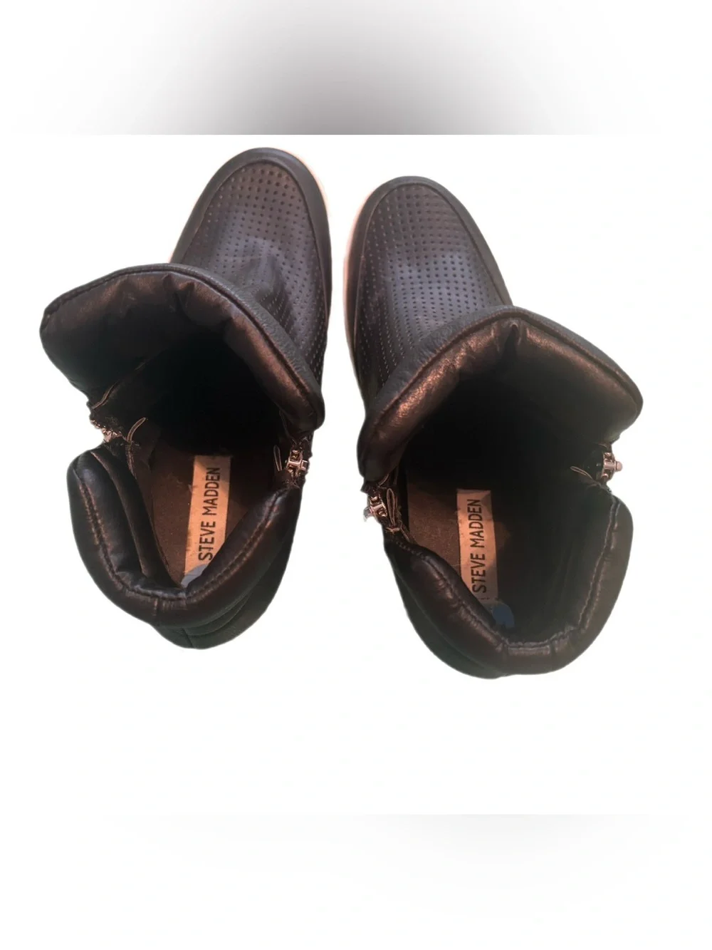 Steve Madden Linqsp Black Perforated Wedge Sneakers - Size 7.5 US